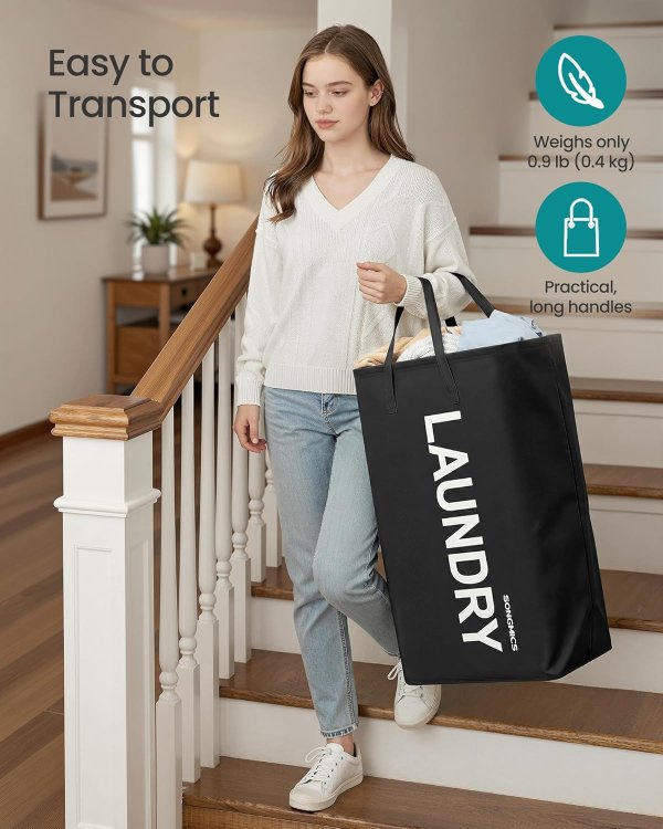 SONGMICS 黑色洗衣篮 80L 2个