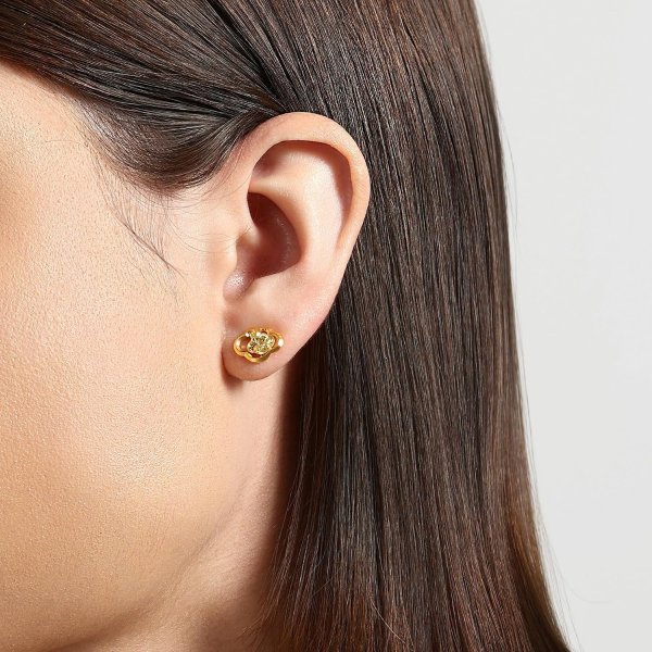 999 Gold Ruyi Cloud Earrings 96250E