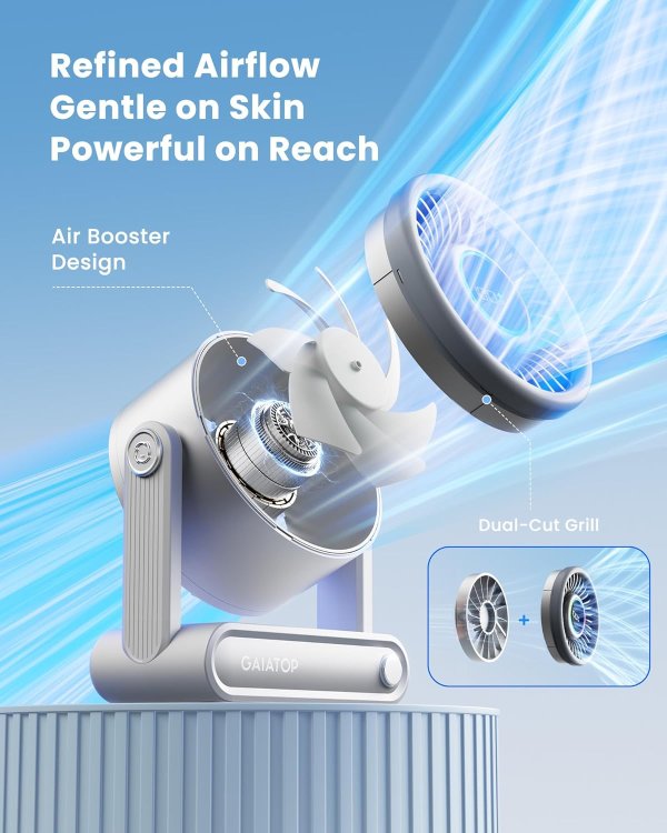 Gaiatop Portable Desk Fan 6000mAh Silver
