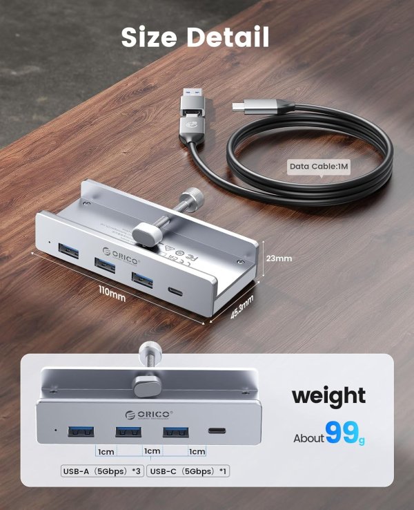 ORICO 3.0 USB集线器 银色