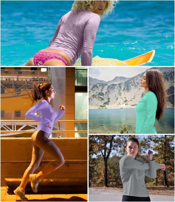 Kinglaman Women's Long Sleeve Workout Shirt 6 Pack UPF 50+