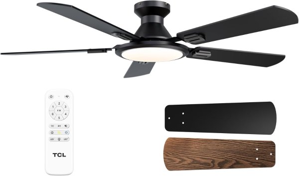 TCL 52 Inch Black Ceiling Fan with Light