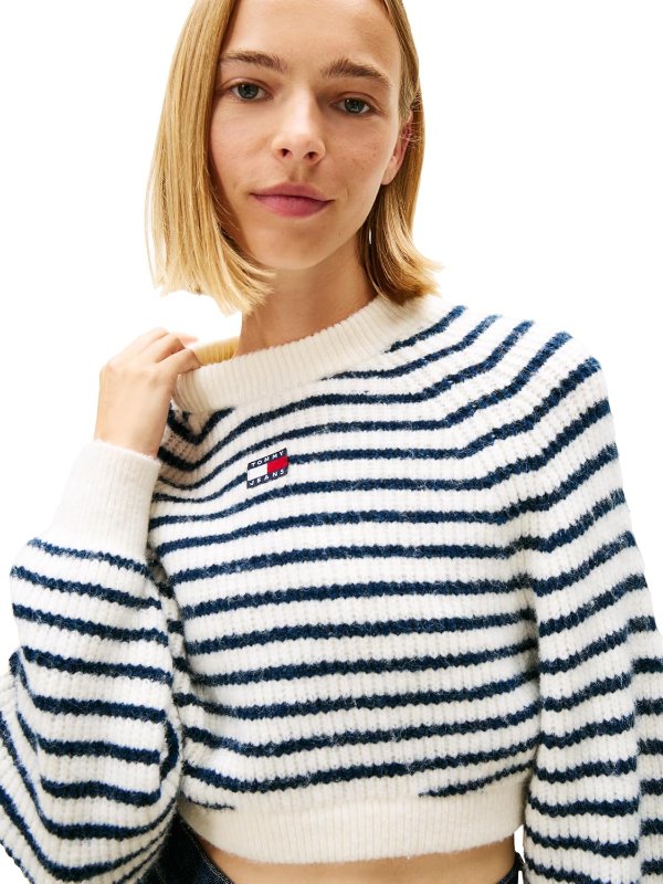 Tommy Jeans 高腰条纹毛衣 L码