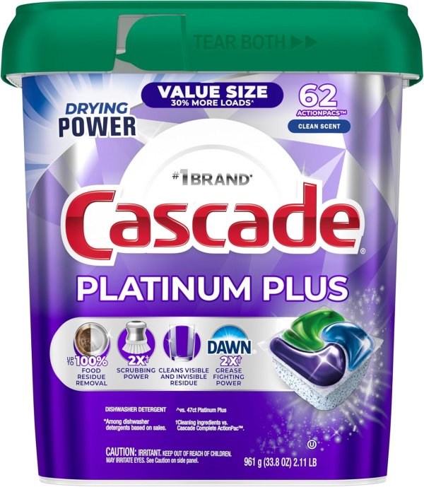 Platinum Plus Dishwasher Pods 62 Count