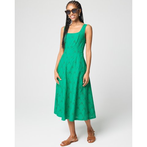 Factory Eyelet Embroidered Midi Dress for Women