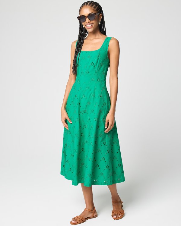 Factory Eyelet Embroidered Midi Dress for Women