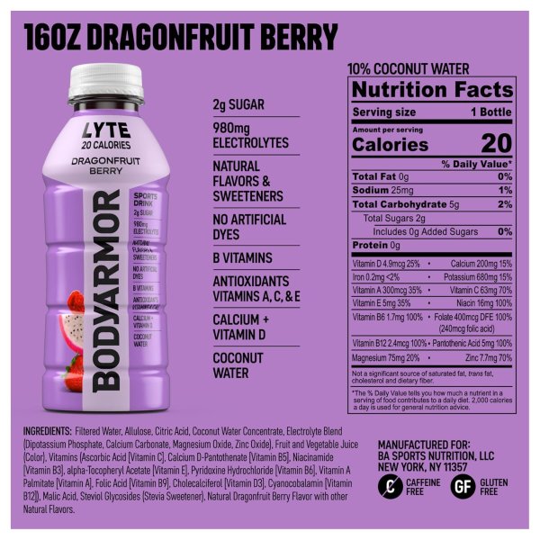 BODYARMOR 火龙果莓果味运动饮料 6瓶