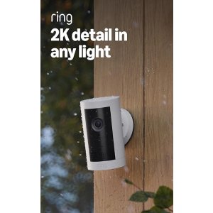 Ring Outdoor Cam Plus 无线摄像头 2K 白色