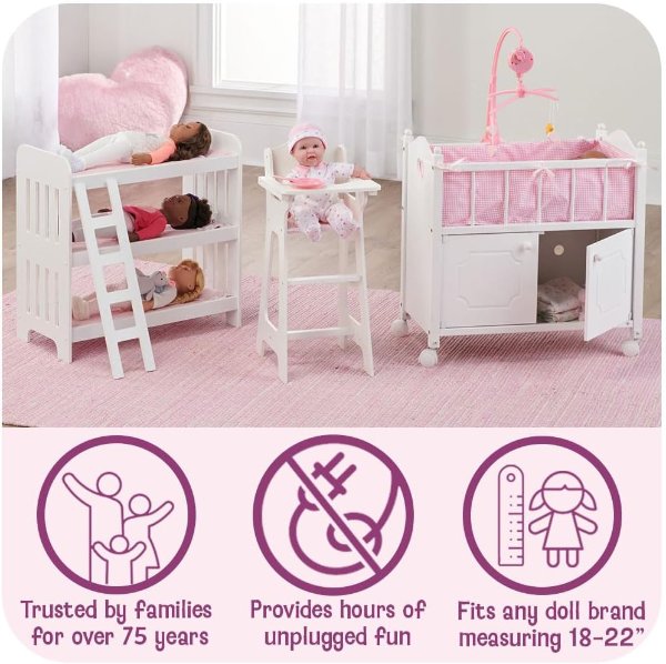 Wooden Baby Doll Crib White