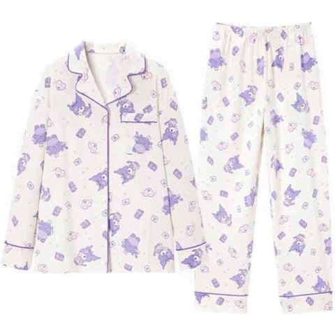 Cartoon Print Long Sleeve Pajama Set for Women
