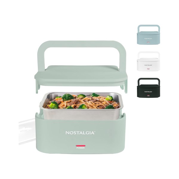 Nostalgia Heated Electric Lunch Box 4 Cup Portable with Handle