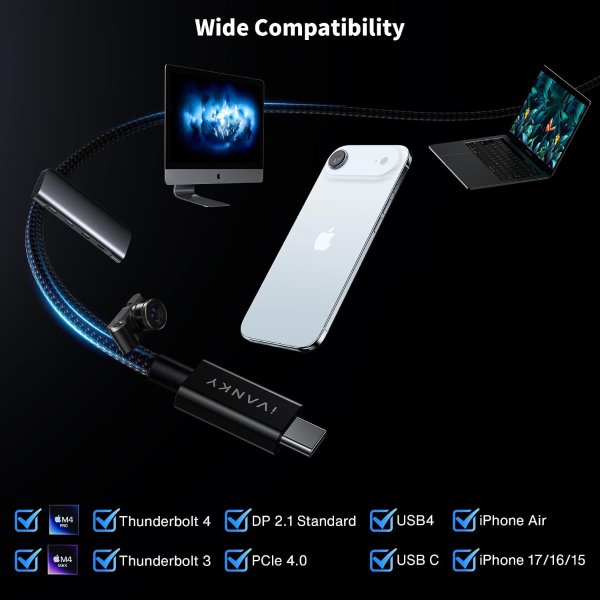 IVANKY Thunderbolt 5 Braided Cable 3.3ft 120Gbps