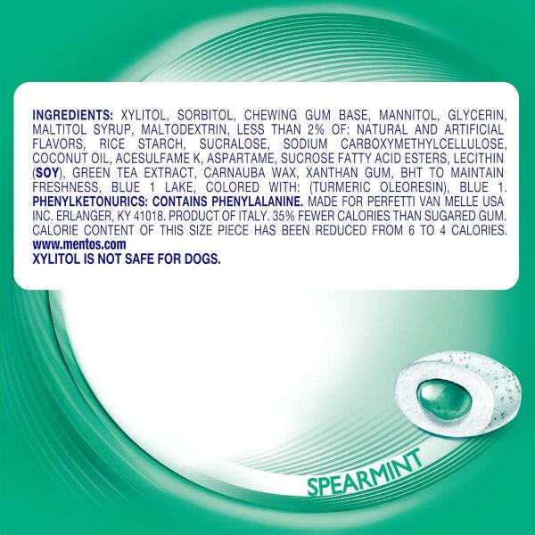 Mentos Pure Fresh Sugar Free Gum Spearmint 50 Pieces