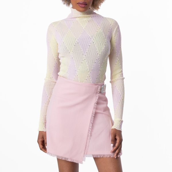 Burberry Argyle Cotton Silk Turtleneck Sweater