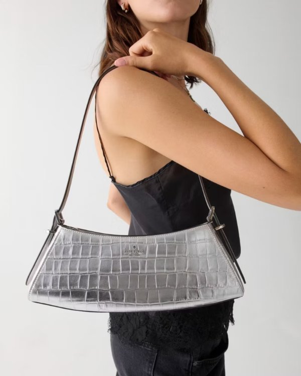 Frankie Metallic Croc Embossed Small Shoulder Bag