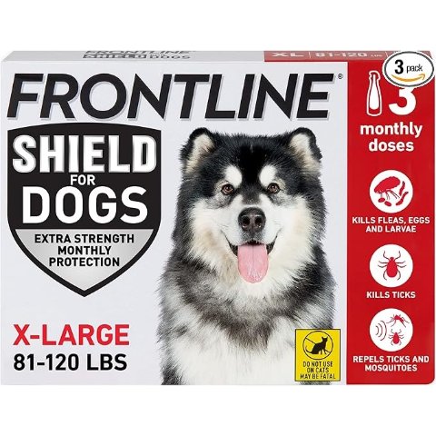 FRONTLINE Shield 犬用驱虫剂 81-120磅 3支 红色