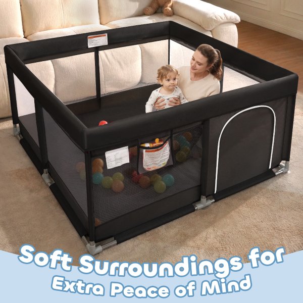 Babyeap Baby Playpen 50"x50" Black
