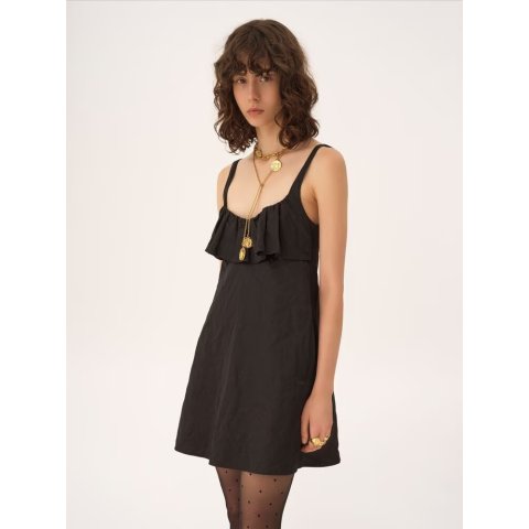 Sleeveless Mini Dress Black Satin