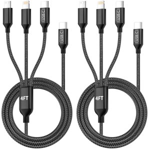 Jogrytece USB C 三合一尼龙充电线 2条装 4英尺