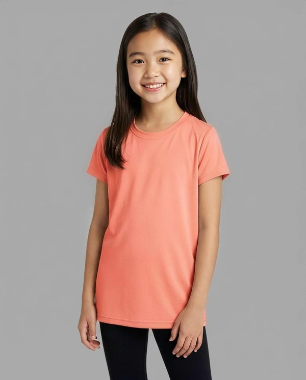 Real Essentials Girls Dry-Fit Short Sleeve T-Shirt 5 Pack