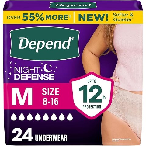 Depend Night Defense 女士中号一次性尿裤 24片
