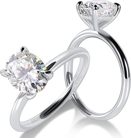 Oval Moissanite Ring 1CT 925 Silver D Color