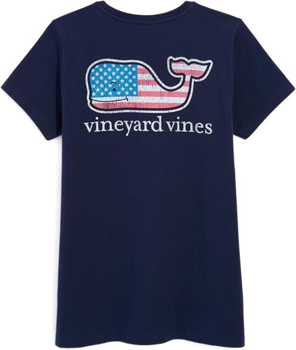  Women's Flag Whale Short Sleeve Pocket Tee
