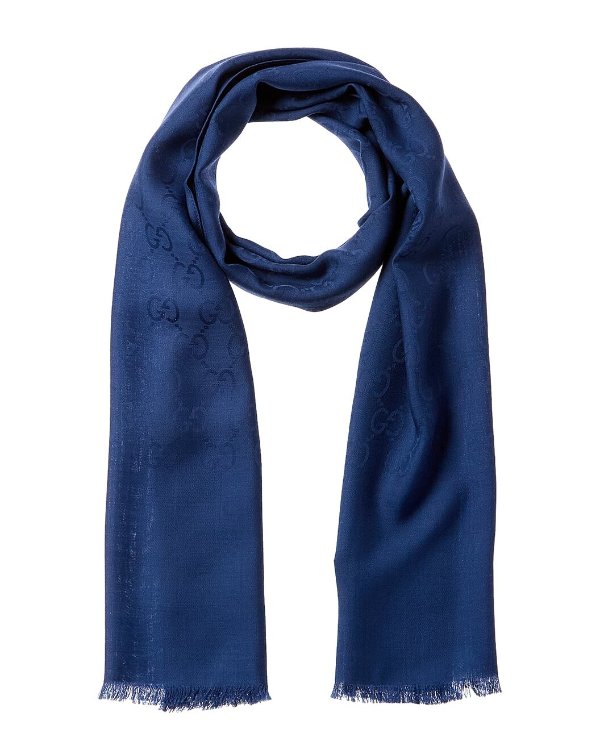 Logo Small Jacquard Wool Silk Scarf