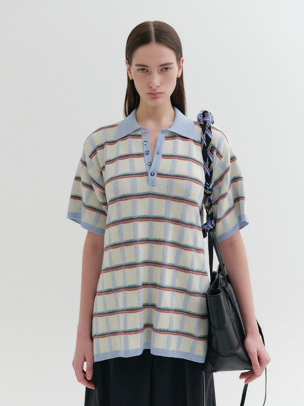 Striped Knit Top Ivory