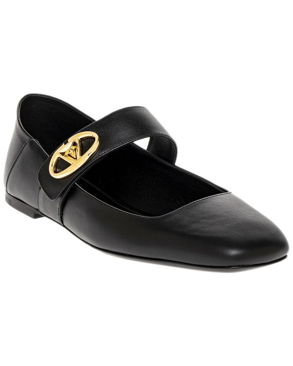 VLogo Leather Ballerina Flat