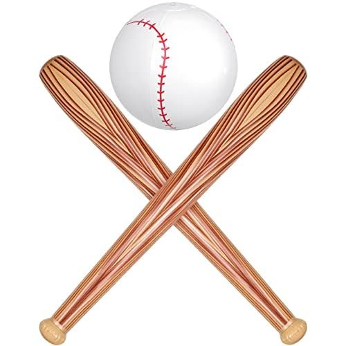 Lewtemi Inflatable Baseball Bat Set 3-Pack Wood Color