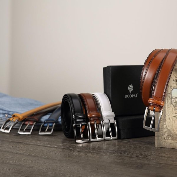 DOOPAI Men's Genuine Leather Black Belt