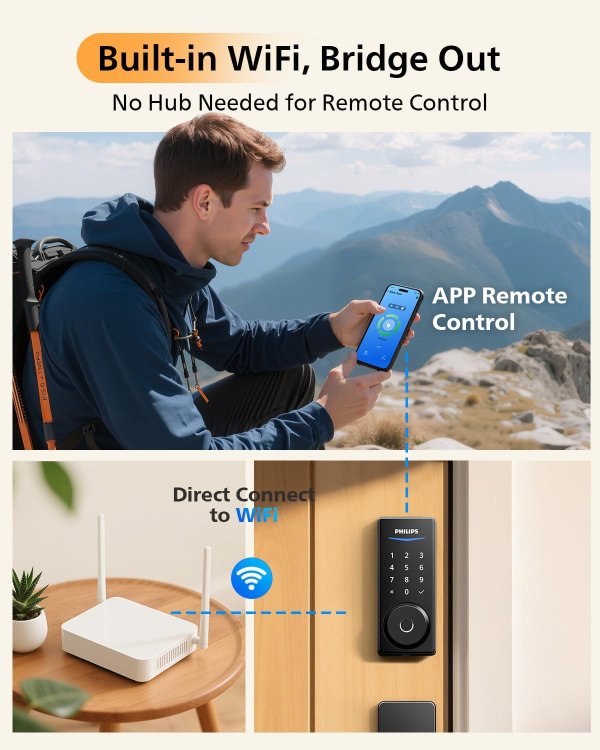 Smart Door Lock Fingerprint WiFi Matte Black