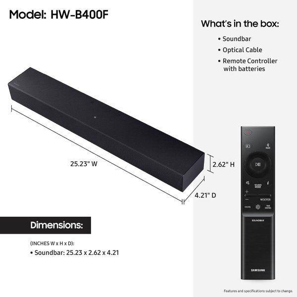 Samsung HW-B400F Soundbar 2.0 Channel