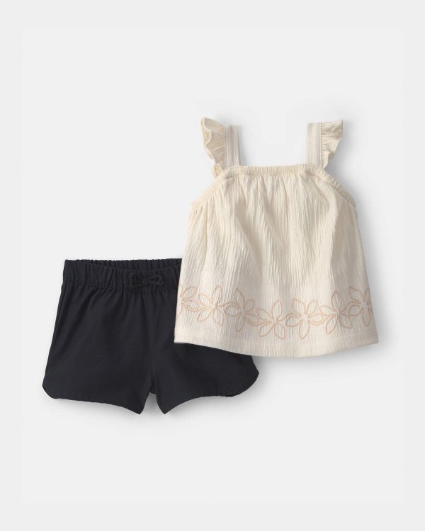 Baby Girl Floral Top & Short Set Black