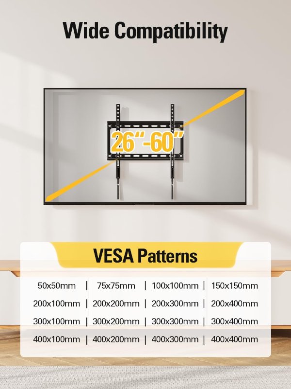 Mounting Dream MD2361-K Fixed TV Wall Mount 26-60 Inch VESA 400x400