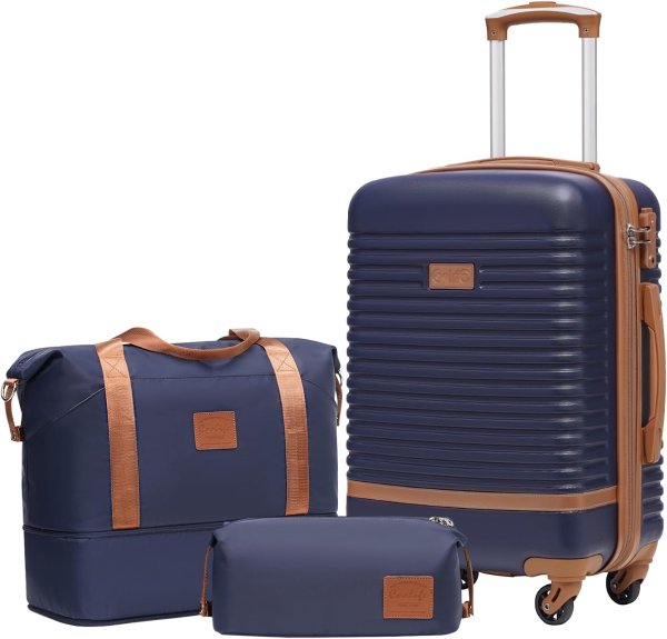 Coolife Luggage Set 3 Piece 20in Navy
