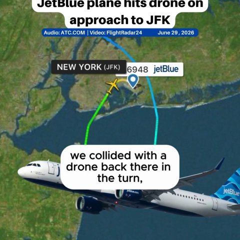 纽约JFK机场突发：客机3000呎高空撞无人机