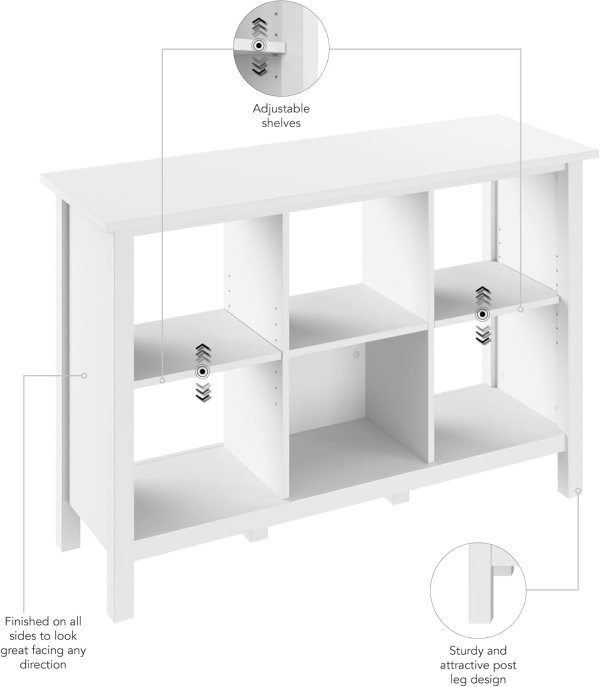 Bush Home Broadview 6 Cube Organizer Pure White