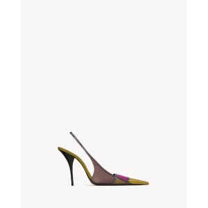 Saint Laurent JAZZ 女士缎面漆皮高跟鞋