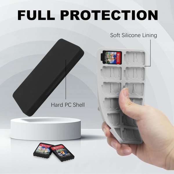 FYY Switch 2 Hard Shell Game Card Case 24 Slots Black