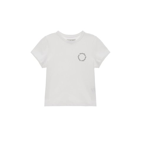 Matin Kim White Crop Top Circle Logo