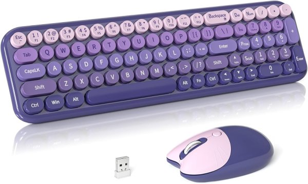 Meidosa 2.4GHz Retro Keyboard Mouse Combo Purple Gradient