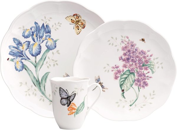 Lenox Butterfly Meadow Dinnerware Set 18-Piece White Porcelain