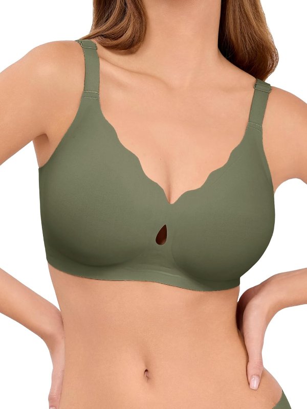 LUCKMEEY Wireless Wave Push Up Seamless Bra Full Coverage