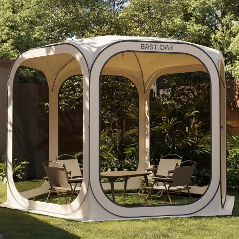 East Oak Pop Up Screen Tent 10x10 FT Beige