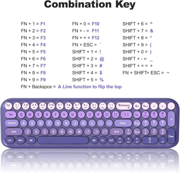 Meidosa 2.4GHz Retro Keyboard Mouse Combo Purple Gradient