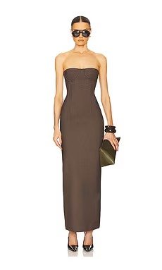 The Linear Suiting Dress Cocoa Melange