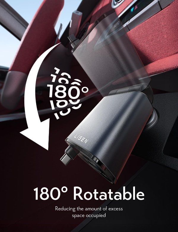 Retractable Car Charger USB-C 72W