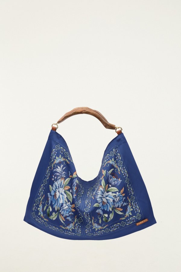 Blue Flowers Satin Small Bag